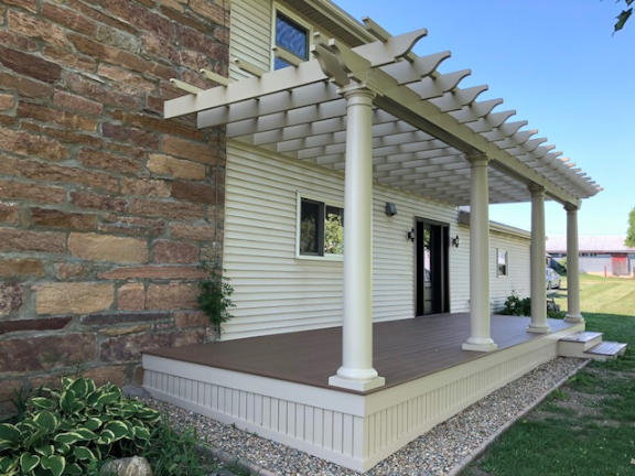 Attached fiberglass pergola